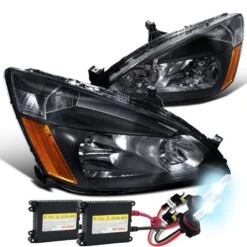 HID Combo 2003-2007 Honda Accord 2D / 4D Euro Crystal Headlights - Black