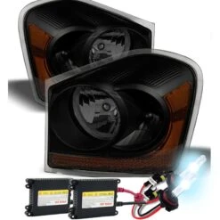 HID Combo 04-05 Dodge Durango OEM Style Replacement Headlights - Black Smoked