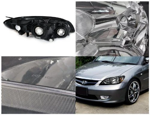 HID Combo 04-05 Honda Civic 2DR JDM Style Crystal Headlights - Black 2 HID Combo 04-05 Honda Civic 2DR JDM Style Crystal Headlights - Black - Image 2