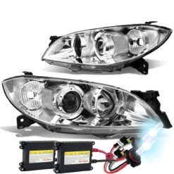 HID Combo 04-09 Mazda 3 4-Door Sedan Projector Headlights - Chrome / Clear