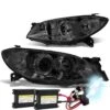 HID Combo 04-09 Mazda 3 4-Door Sedan Projector Headlights - Smoked / Clear