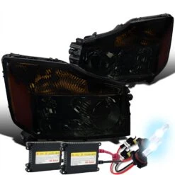 HID Combo 04-15 Nissan Titan Pickup Replace Crystal Headlights Set - Smoked