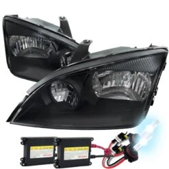 HID Combo 05-07 Ford Focus Replacement Crystal Headlights - Black