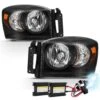 HID Combo 06-08 Dodge Ram 1500 2500 3500 Crystal Headlights - Black