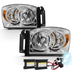 HID Combo 06-08 Dodge Ram 1500 2500 3500 Crystal Headlights - Chrome