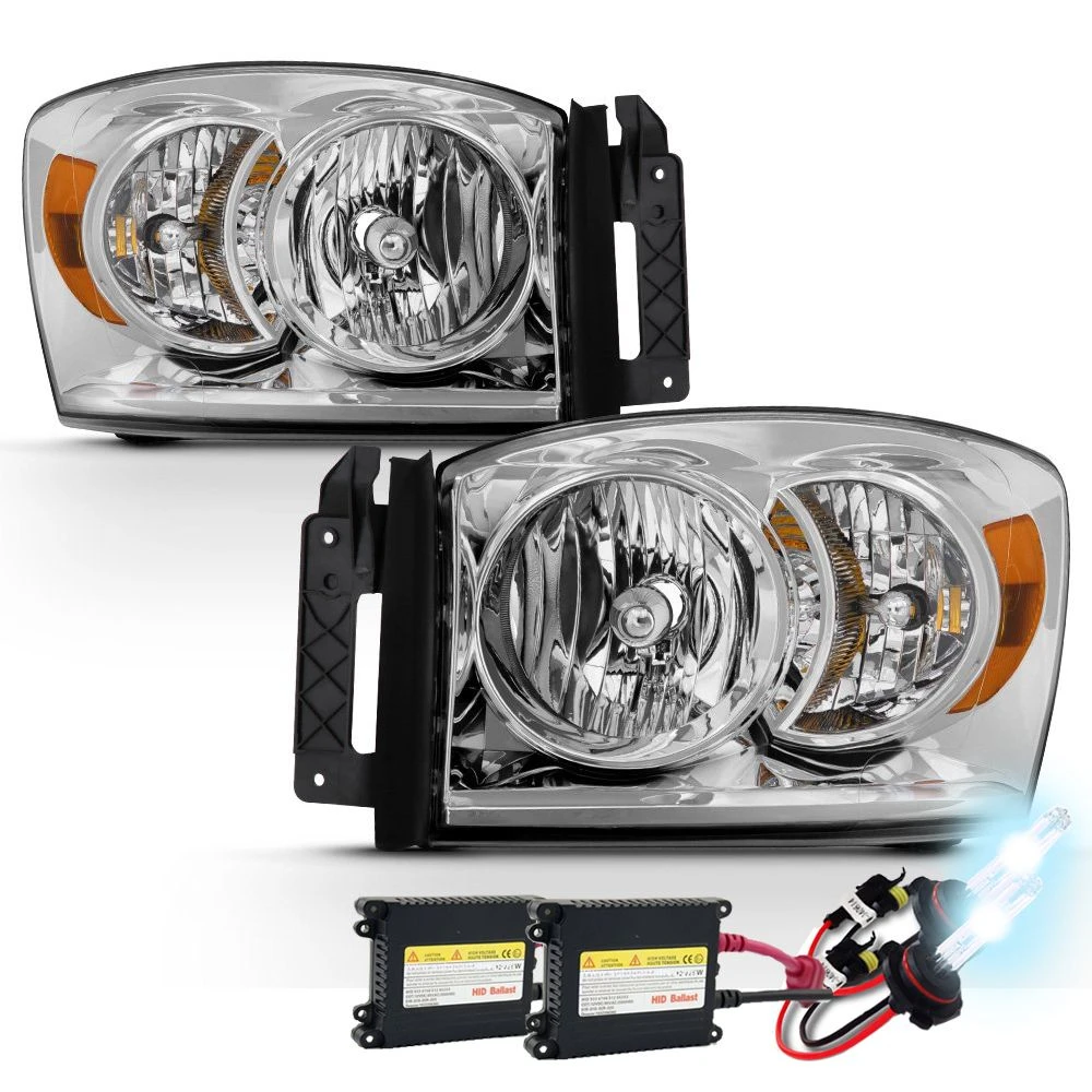 HID Combo 06-08 Dodge Ram 1500 2500 3500 Crystal Headlights - Chrome 1 HID Combo 06-08 Dodge Ram 1500 2500 3500 Crystal Headlights - Chrome