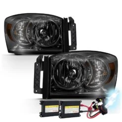 HID Combo 06-08 Dodge Ram 1500 2500 3500 Crystal Headlights - Smoked