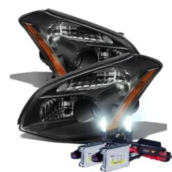HID Combo 07-08 Nissan Maxima [Halogen Model] Replacement Projector Headlights - Black