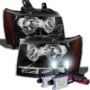 HID Combo 07-14 Chevy Suburban Tahoe Avalanche Crystal Replacement Headlights - Black