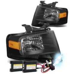 HID Combo 07-14 Ford Expedition U324 OEM-Style Crystal Headlights - Black Amber