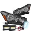 HID Combo 08-12 Honda Accord 4-Door Sedan Crystal Headlights - Black