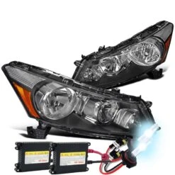 HID Combo 08-12 Honda Accord 4-Door Sedan Crystal Headlights - Black