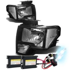HID Xenon + 2009-2014 Ford F150 OE-Style Replacement Headlights - Black / Clear