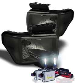 HID Combo 09-14 Ford F150 Pickup Euro Crystal Headlights - Smoked