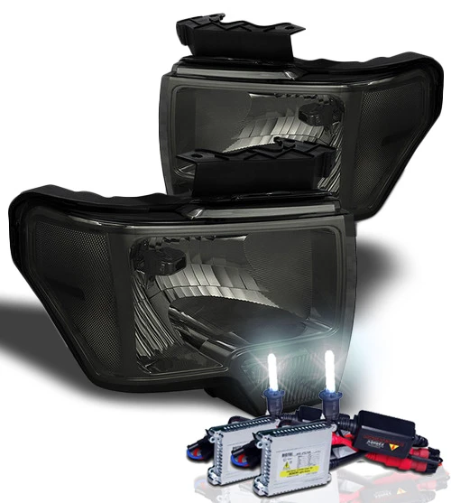 HID Combo 09-14 Ford F150 Pickup Euro Crystal Headlights - Smoked 1 HID Combo 09-14 Ford F150 Pickup Euro Crystal Headlights - Smoked