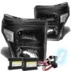 HID Combo 11-15 Ford F250 F350 F450 Superduty Replacement Crystal Headlights - Black Clear