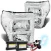 HID Combo 11-15 Ford F250 F350 F450 Superduty Replacement Crystal Headlights - Chrome Clear