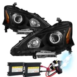 HID Combo 13-15 Nissan Altima Sedan 4DR Projector Headlights - Black