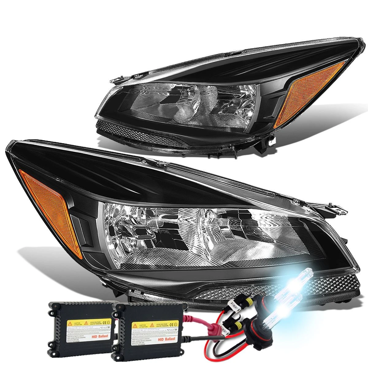 HID Combo 13-16 Ford Escape Euro Crystal Headlights - Black Amber 1 HID Combo 13-16 Ford Escape Euro Crystal Headlights - Black Amber