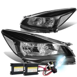 HID Combo 13-16 Ford Escape Euro Crystal Headlights - Black Clear
