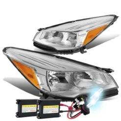 HID Combo 13-16 Ford Escape Euro Crystal Headlights - Chrome Amber