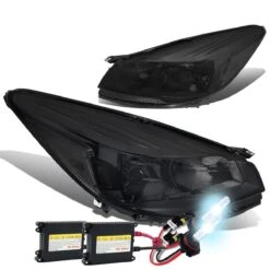 HID Combo 13-16 Ford Escape Euro Crystal Headlights - Smoked Clear