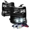 HID Combo 14-15 Chevy Silverado 1500 Replacement Crystal Headlights - Black Clear
