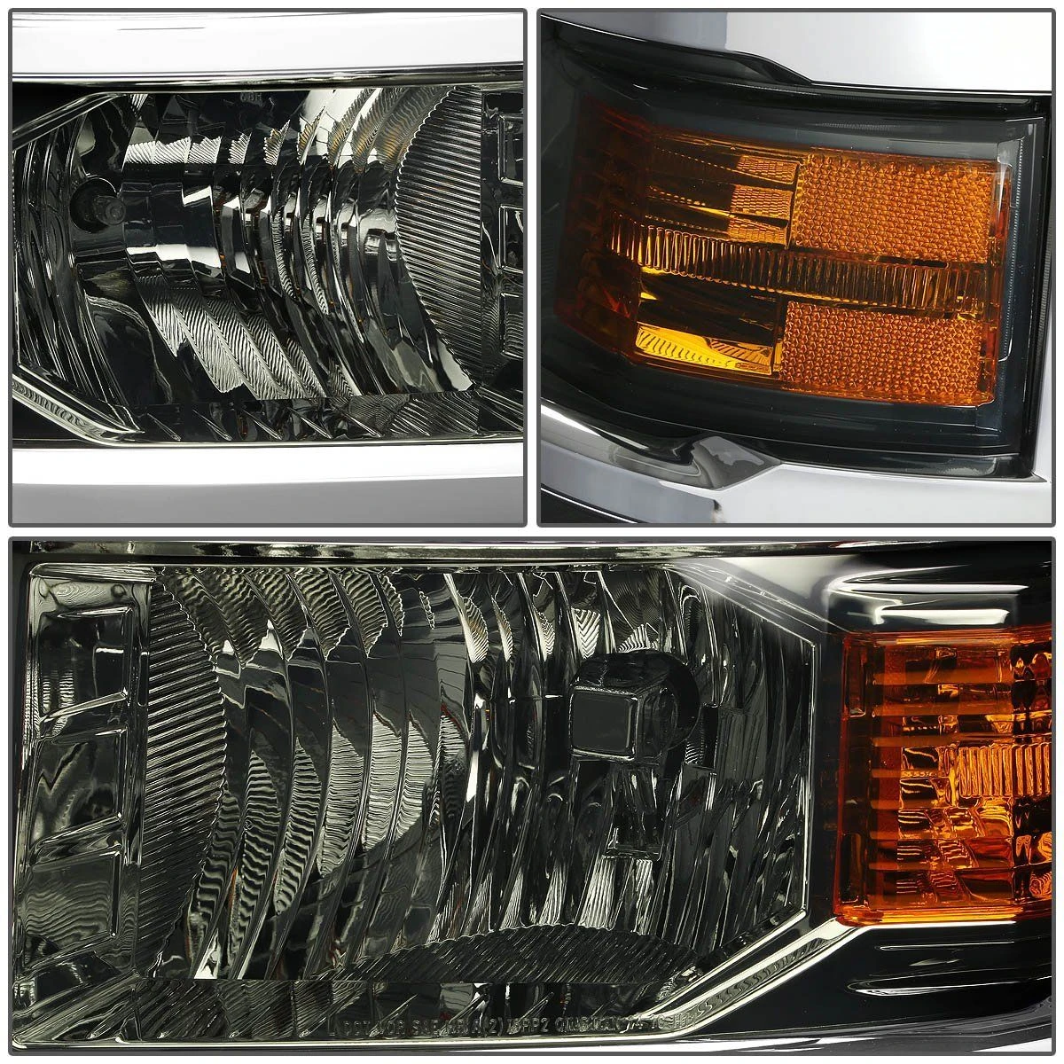 HID Combo 14-15 Chevy Silverado Replacement Crystal Headlights - Smoked Amber 2 HID Combo 14-15 Chevy Silverado Replacement Crystal Headlights - Smoked Amber - Image 2