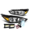 HID Combo 15-17 Ford Focus [Halogen Model] Replace Crystal Headlights - Black / Amber