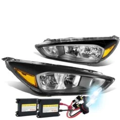 HID Combo 15-17 Ford Focus [Halogen Model] Replace Crystal Headlights - Black / Amber