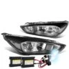 HID Combo 15-17 Ford Focus [Halogen Model] Replace Crystal Headlights - Black / Clear