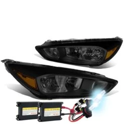 HID Combo 15-17 Ford Focus [Halogen Model] Replace Crystal Headlights - Black Smoked / Amber