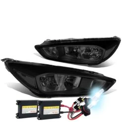 HID Combo 15-17 Ford Focus [Halogen Model] Replace Crystal Headlights - Black Smoked / Clear