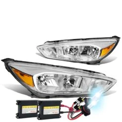 HID Combo 15-17 Ford Focus [Halogen Model] Replace Crystal Headlights - Chrome / Amber