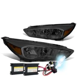 HID Combo 15-17 Ford Focus [Halogen Model] Replace Crystal Headlights - Smoked / Amber