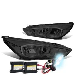HID Combo 15-17 Ford Focus [Halogen Model] Replace Crystal Headlights - Smoked / Clear