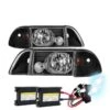 HID Combo 1987-1993 Ford Mustang 6Pcs Crystal Headlights - Black