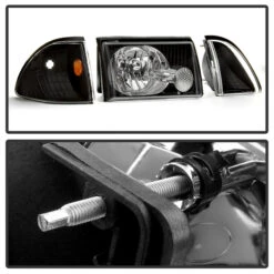 HID Combo 1987-1993 Ford Mustang 6Pcs Crystal Headlights - Black -High-Efficiency Car Light Store hid xenon 1987 1993 ford mustang 6pcs crystal headlights black 192