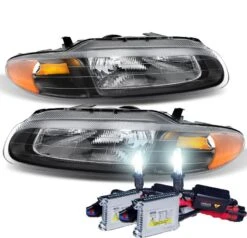 HID Combo 1996-2000 Chrysler Sebring Convertible Replacement Crystal Headlights - Black