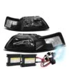 HID Combo 1999-2004 Ford Mustang 1PC Black Crystal Headlights