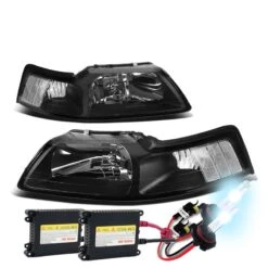HID Combo 1999-2004 Ford Mustang 1PC Black Crystal Headlights