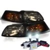 HID Combo 1999-2004 Ford Mustang 1PC Euro Style Smoked Amber Crystal Headlights