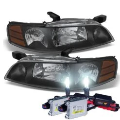 HID Combo 2000-2001 Nissan Altima Replacement Crystal Headlights - Black