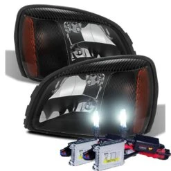 HID Combo 2000-2005 Cadillac Deville Replacement Crystal Headlights - Black