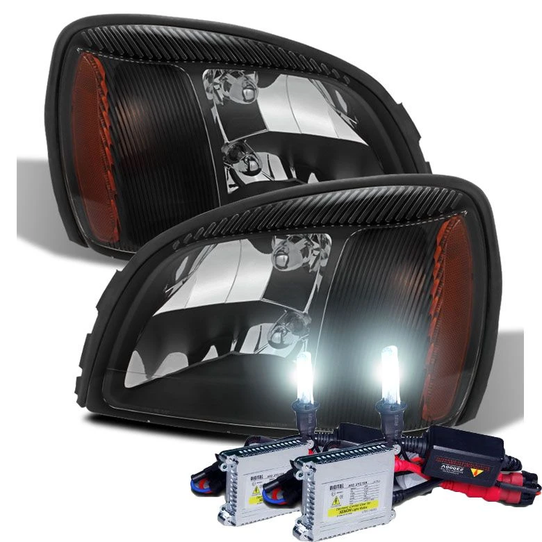 HID Combo 2000-2005 Cadillac Deville Replacement Crystal Headlights - Black 1 HID Combo 2000-2005 Cadillac Deville Replacement Crystal Headlights - Black