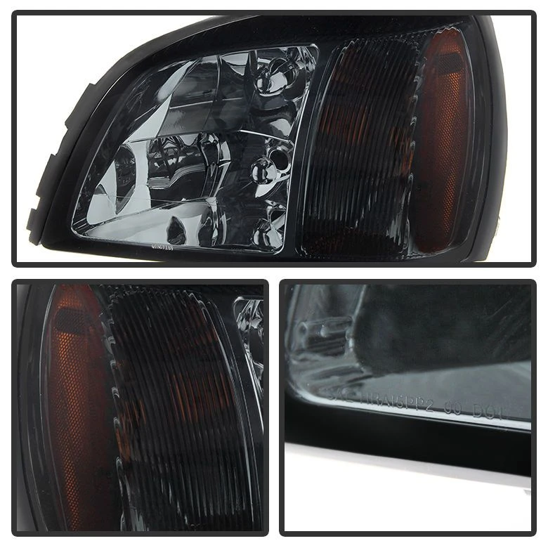 HID Combo 2000-2005 Cadillac Deville Replacement Crystal Headlights - Smoked 2 HID Combo 2000-2005 Cadillac Deville Replacement Crystal Headlights - Smoked - Image 2