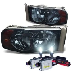 HID Combo 2002-2005 Dodge RAM 1500 2500 3500 Crystal Headlights- Smoked
