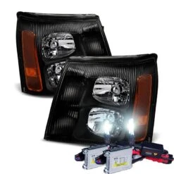HID Combo 2002 Cadillac Escalade Replacement Crystal Headlights - Black