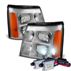 HID Combo 2002 Cadillac Escalade Replacement Crystal Headlights - Chrome