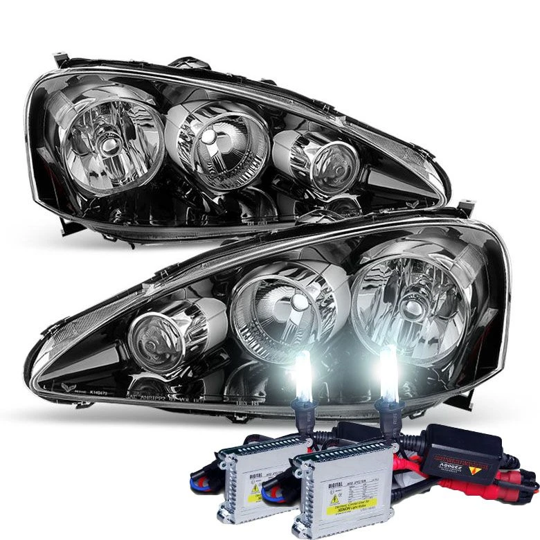HID Combo 2005-2006 Acura RSX Crystal Replacement Headlights - Black 1 HID Combo 2005-2006 Acura RSX Crystal Replacement Headlights - Black